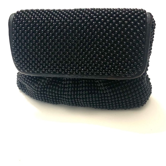 FASHION BAGS Black Beaded Evening Shoulder/Clutch Bag, Leather Trim - Picture 2 of 5